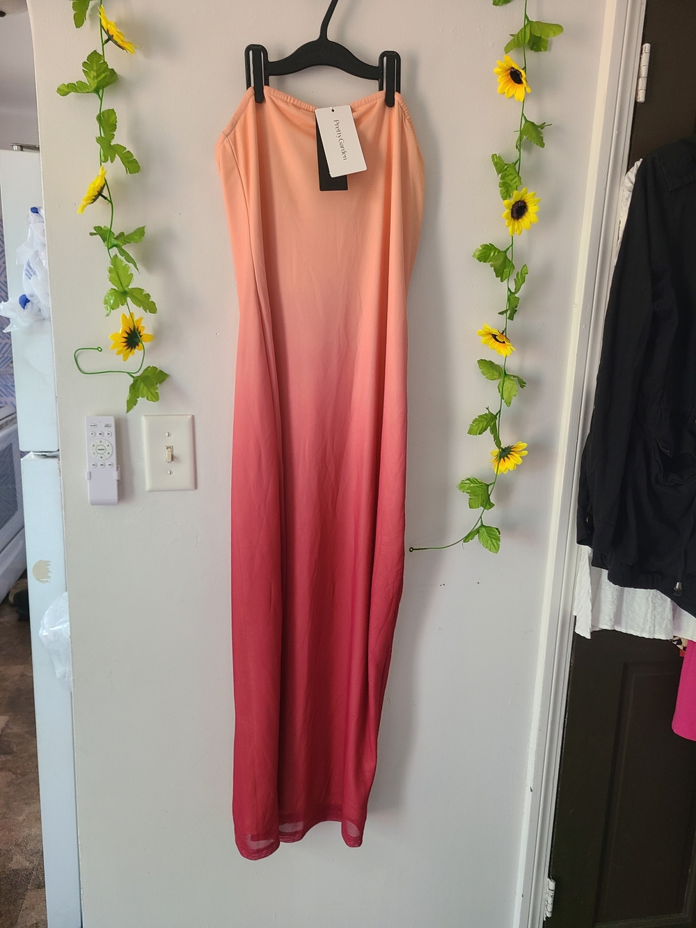 Nwt PRETTYGARDEN Large women's strapless sunset ombré maxi dress